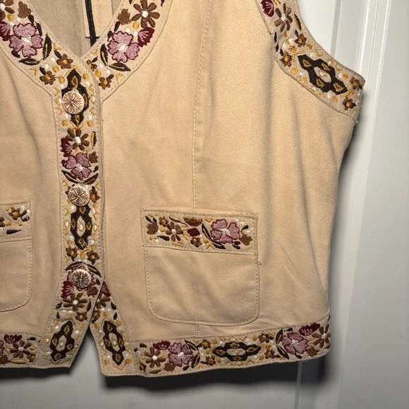Idyllwind by Miranda Lambert Tan Embroidered Floral Vest with Fringe M - Picture 6 of 6